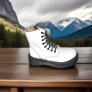 Dr Martens Womens Size 8 Jadon White Platform Goth Boots Made England UK 1462